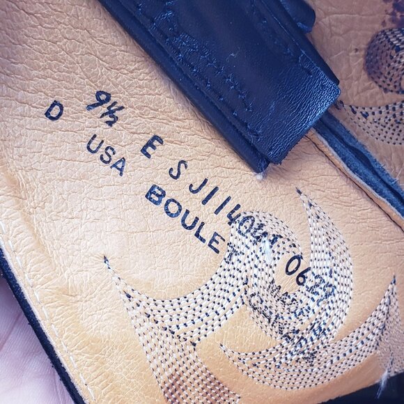 Boulet 0629 Cowhide Leather Classic Black Snip Toe Cowboy Boots Men's Size 9.5 E - Picture 9 of 9